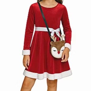 Lilt Little & Big Kid Girls Long Sleeve Fitted Velvet Fit + Flare Dress